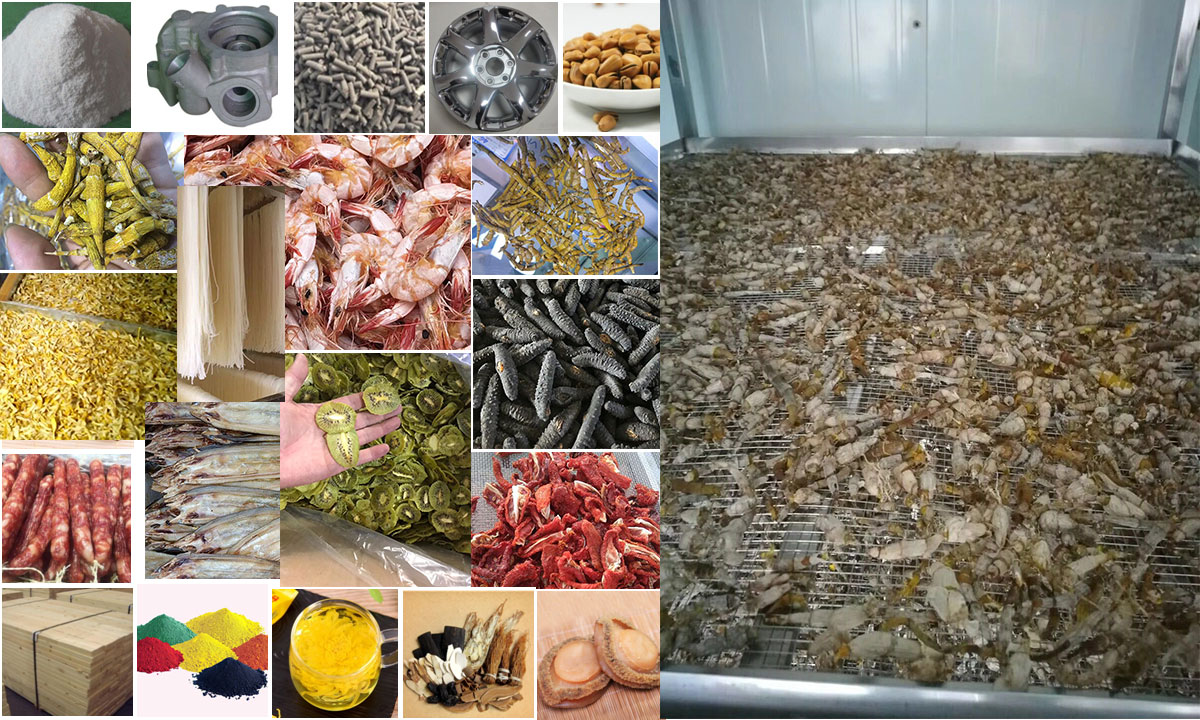 Self-programming multi-purpose heat pump drying equipment is widely used in drying of parts, raw materials and finished products, wood, traditional Chinese medicine, feed and other materials in the industrial field; drying of grains, mushrooms, fruits and vegetables, aquatic products and other materials in the agricultural field