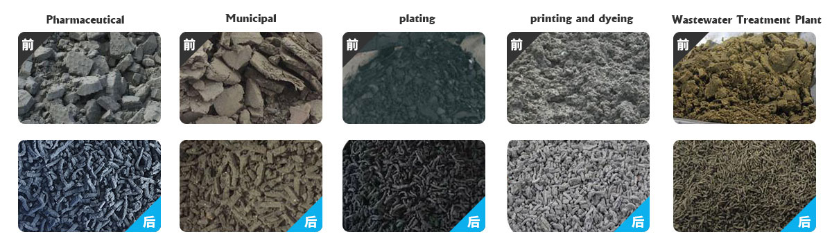 Comparison before and after sludge drying treatment